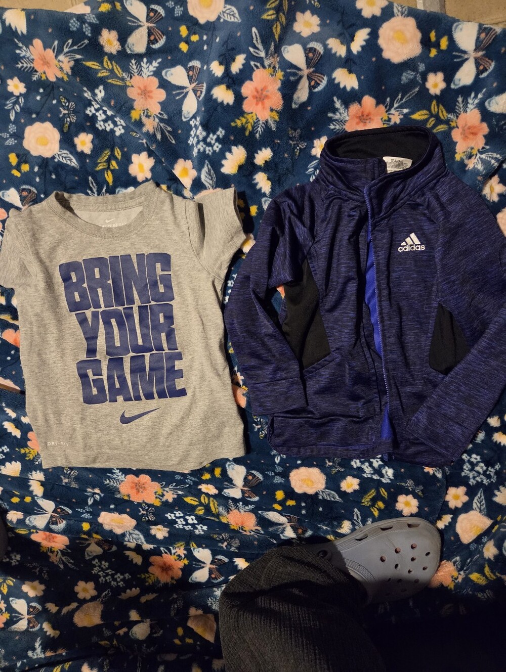 adidas Kids Navy Zip Jacket and Grey Graphic Tee Set